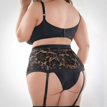 Lingerie clothing 2-piece black lace shapewear set - queen