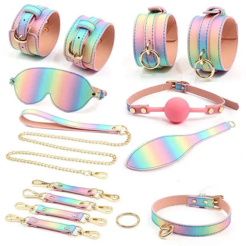 Bondage toy 8-piece rainbow shimmer set