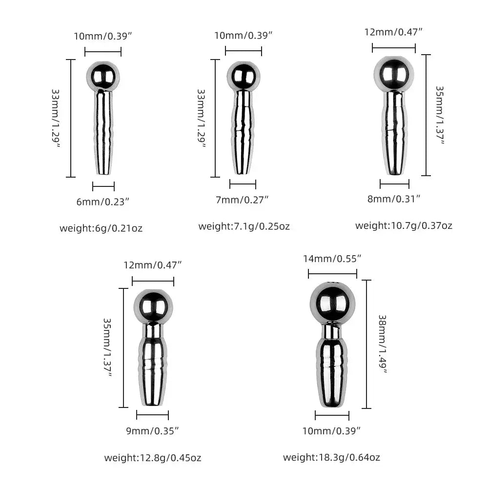 Sounding & urethral play toy ball head cum thru penis plugs