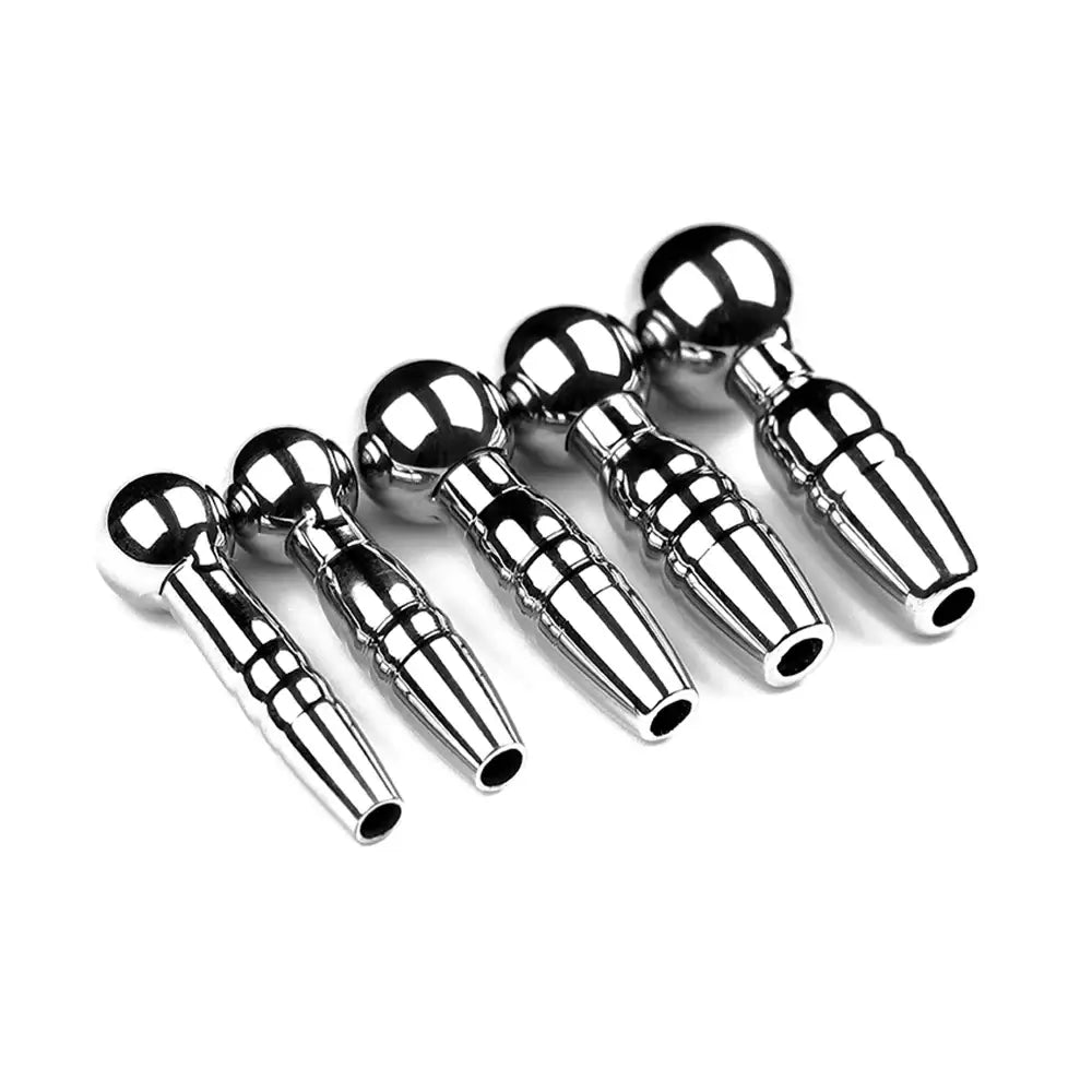 Sounding & urethral play toy ball head cum thru penis plugs