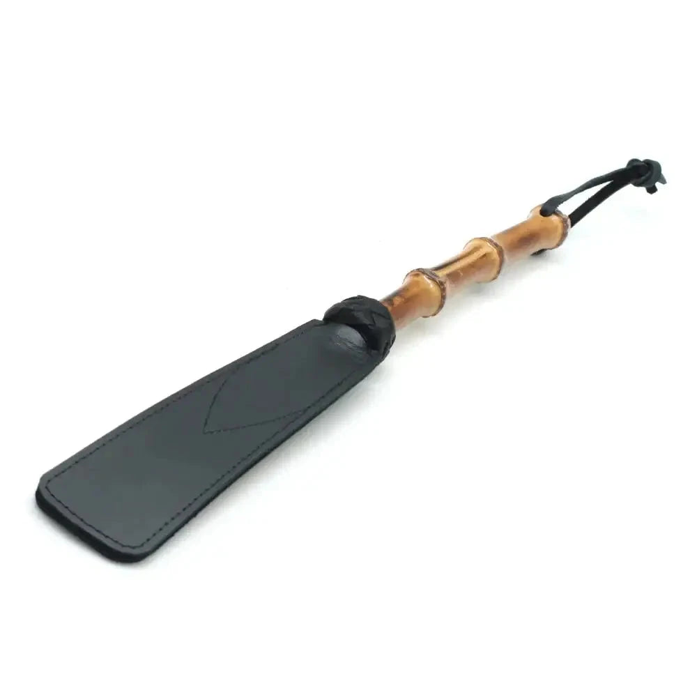 Impact play toy bamboo handle belting leather slapper