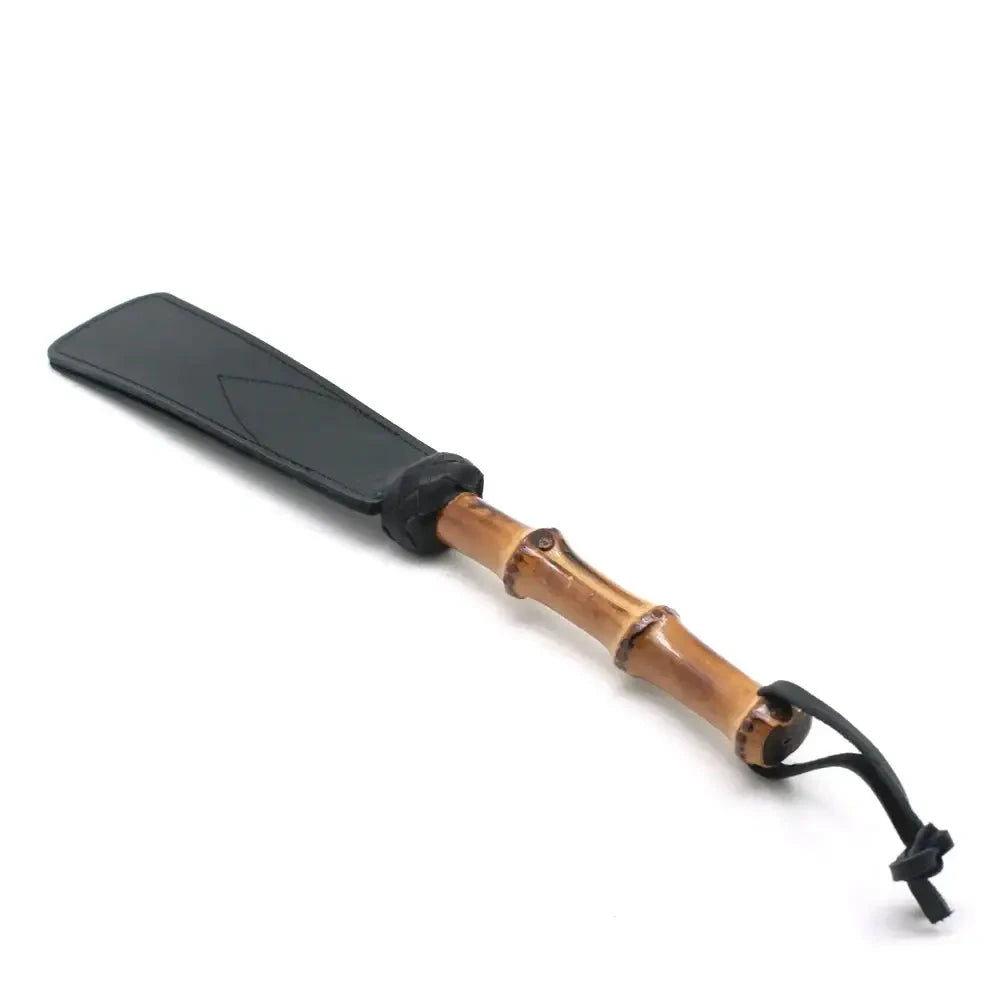 Impact play toy bamboo handle belting leather slapper