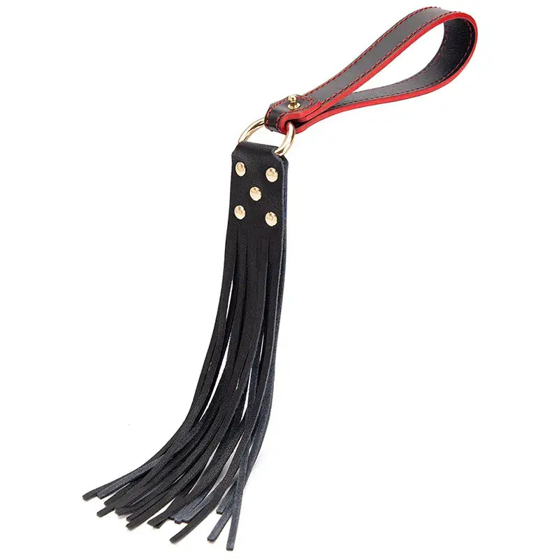 Impact play toy black genuine leather strap flogger (2