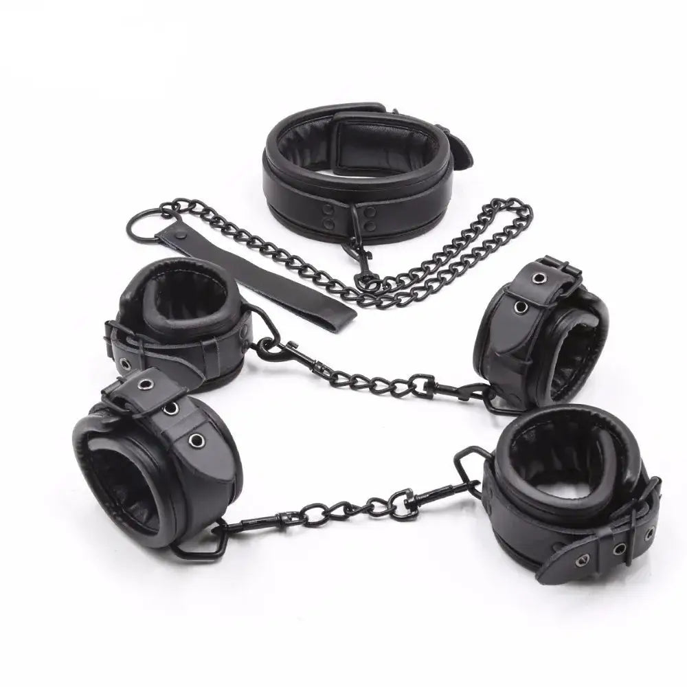 Bondage toy blacked out cowhide leather set or separates