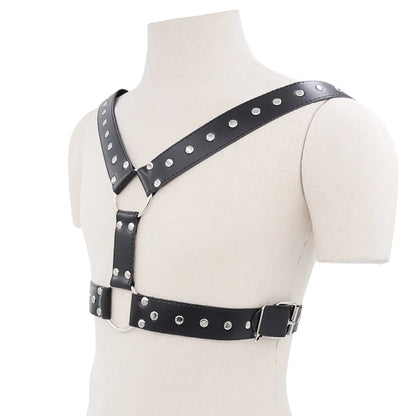 Wearables jewelry double center ring harness in pu leather