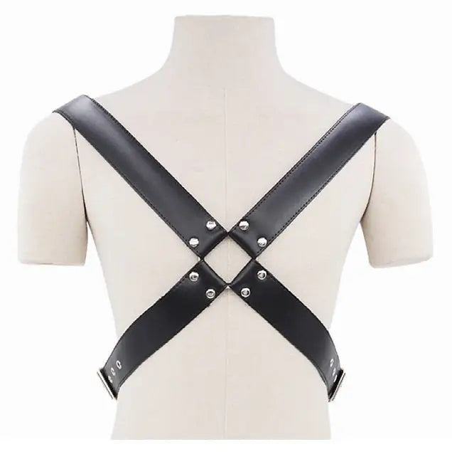 Wearables jewelry double center ring harness in pu leather