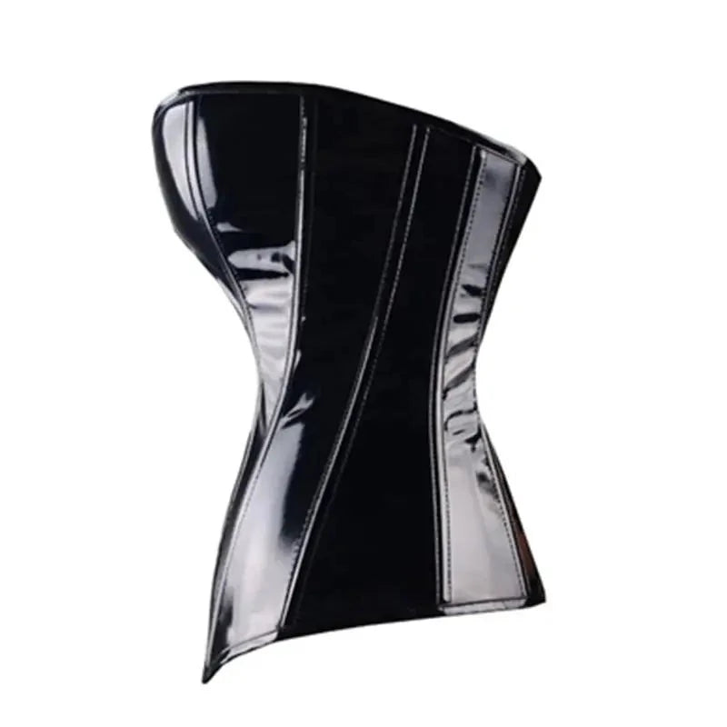 Lingerie clothing shiny black overbust corset waist trainer