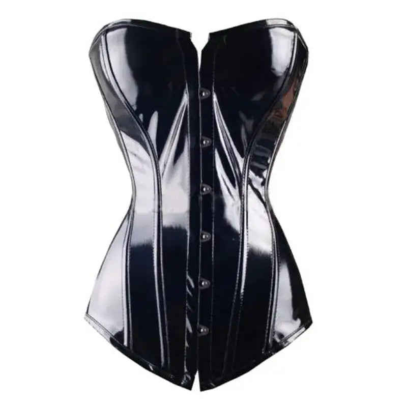 Lingerie clothing shiny black overbust corset waist trainer