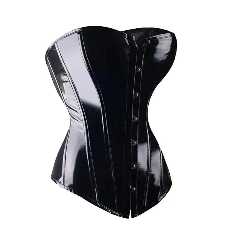 Lingerie clothing shiny black overbust corset waist trainer