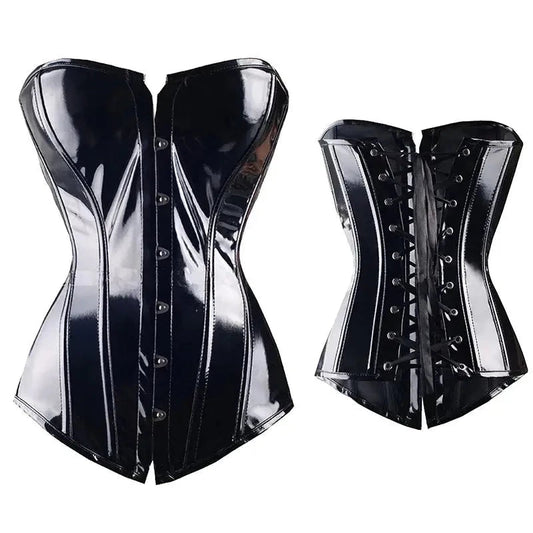 Lingerie clothing shiny black overbust corset waist trainer