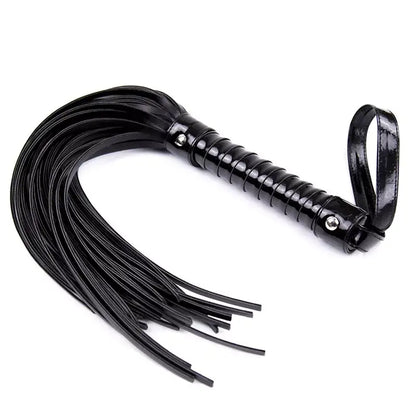 Impact play toy glossy pu leather flogger