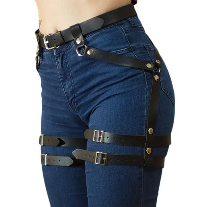 Wearables jewelry goth punk inspired harnesses in leather