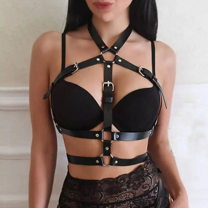 Wearables jewelry goth style harnesses in leather