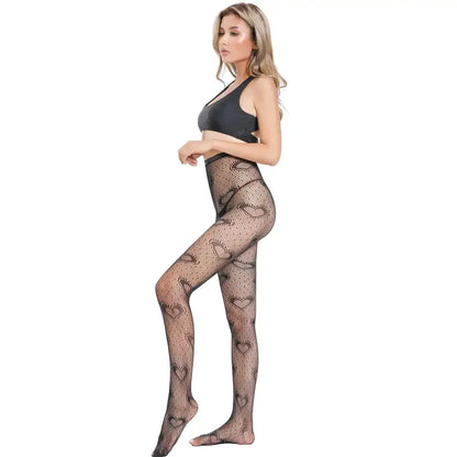 Wearables clothing hearts sheer patterned pantyhose (one