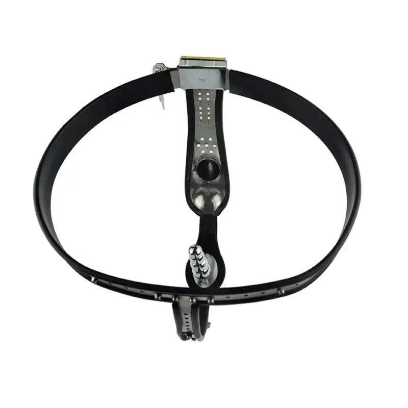 Chastity toy lockable cock cage belt w/ anal plug