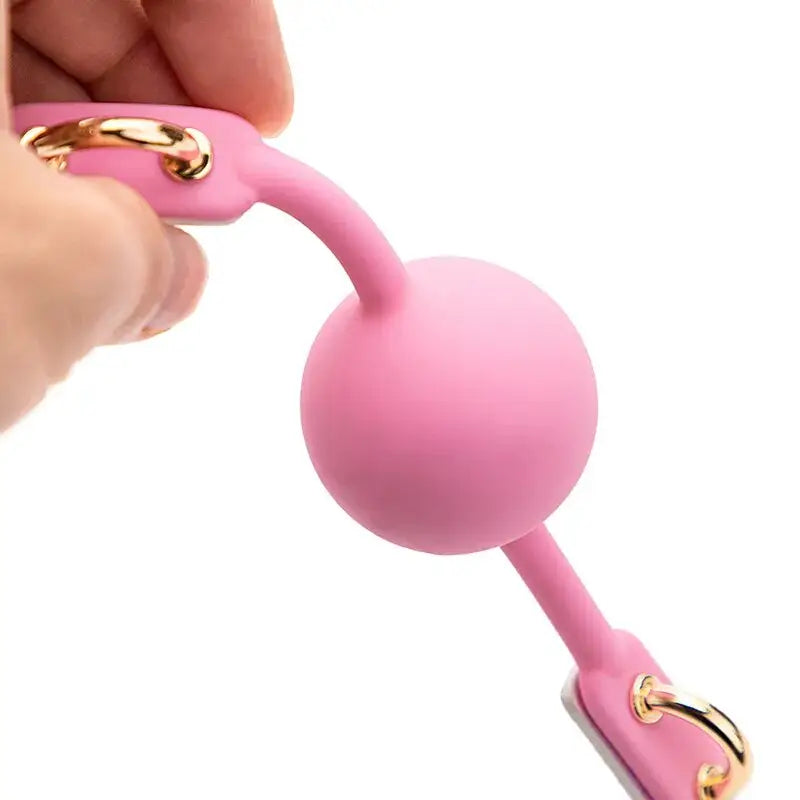 Bondage toy pink soft silicone ball gag