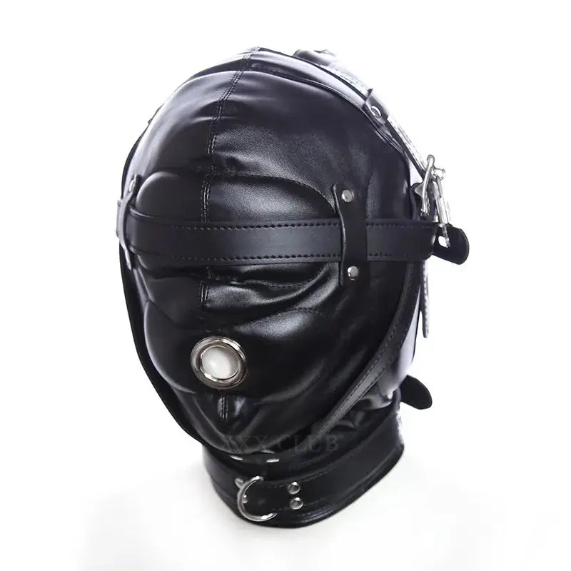 Bondage toy sensory deprivation hood in pu leather (3