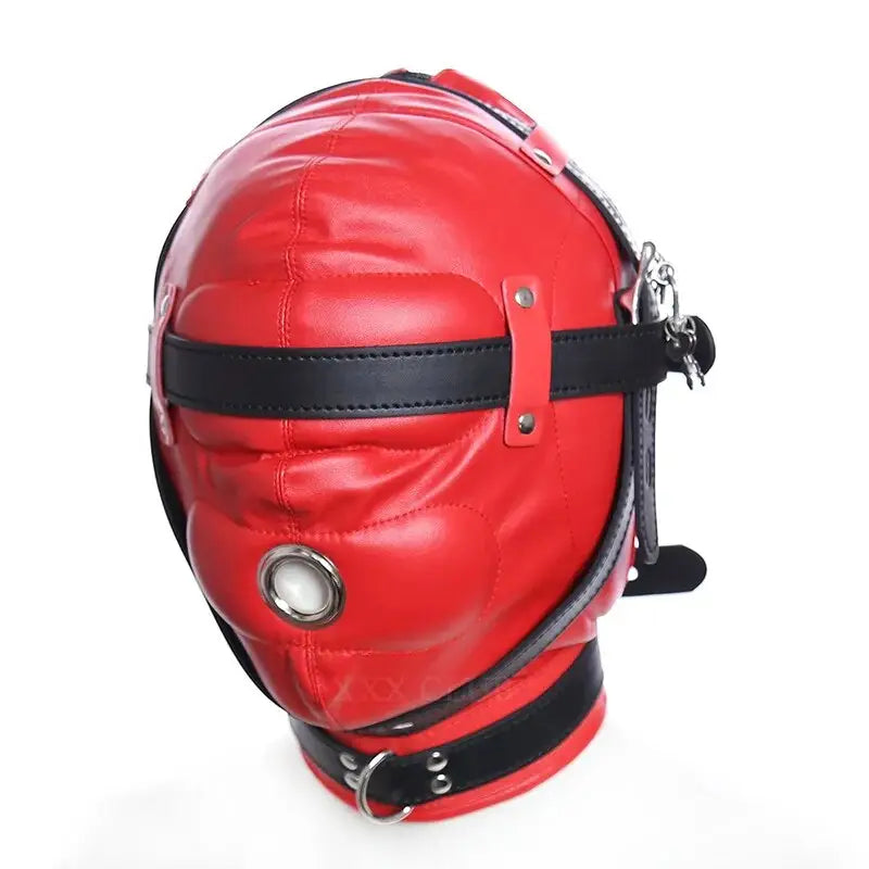 Bondage toy sensory deprivation hood in pu leather (3