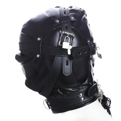 Bondage toy sensory deprivation hood in pu leather (3