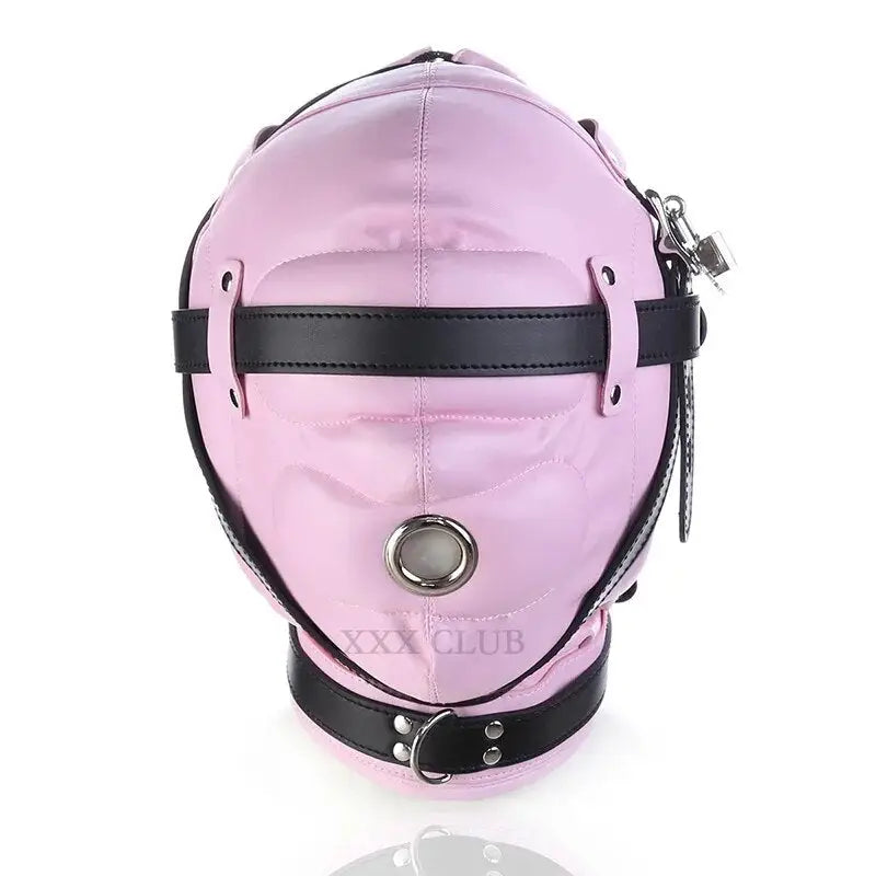 Bondage toy sensory deprivation hood in pu leather (3